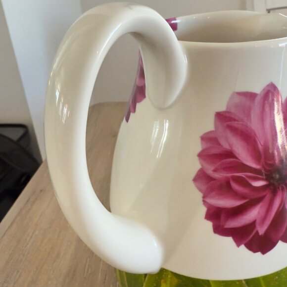 Lord & Taylor Ceramic Water Pitcher Dahlia Flower Print Made in Portugal - Picture 5 of 8